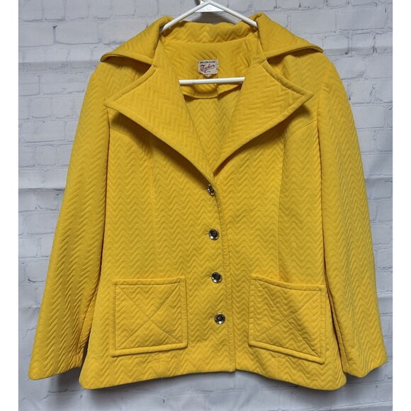vintage Tucker women’s Yellow blazer Size large 60’s 70’s - Picture 1 of 7